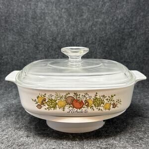 Vintage Corning Ware Spice Of Life L'Echalote 8" Casserole Dish A-9-C Pyrex Lid